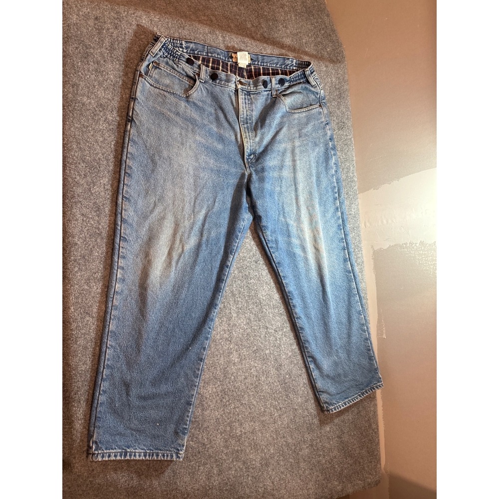 Vintage L.L.Bean Jeans Bootcut Comfort Waist Blue Denim Plaid Lined